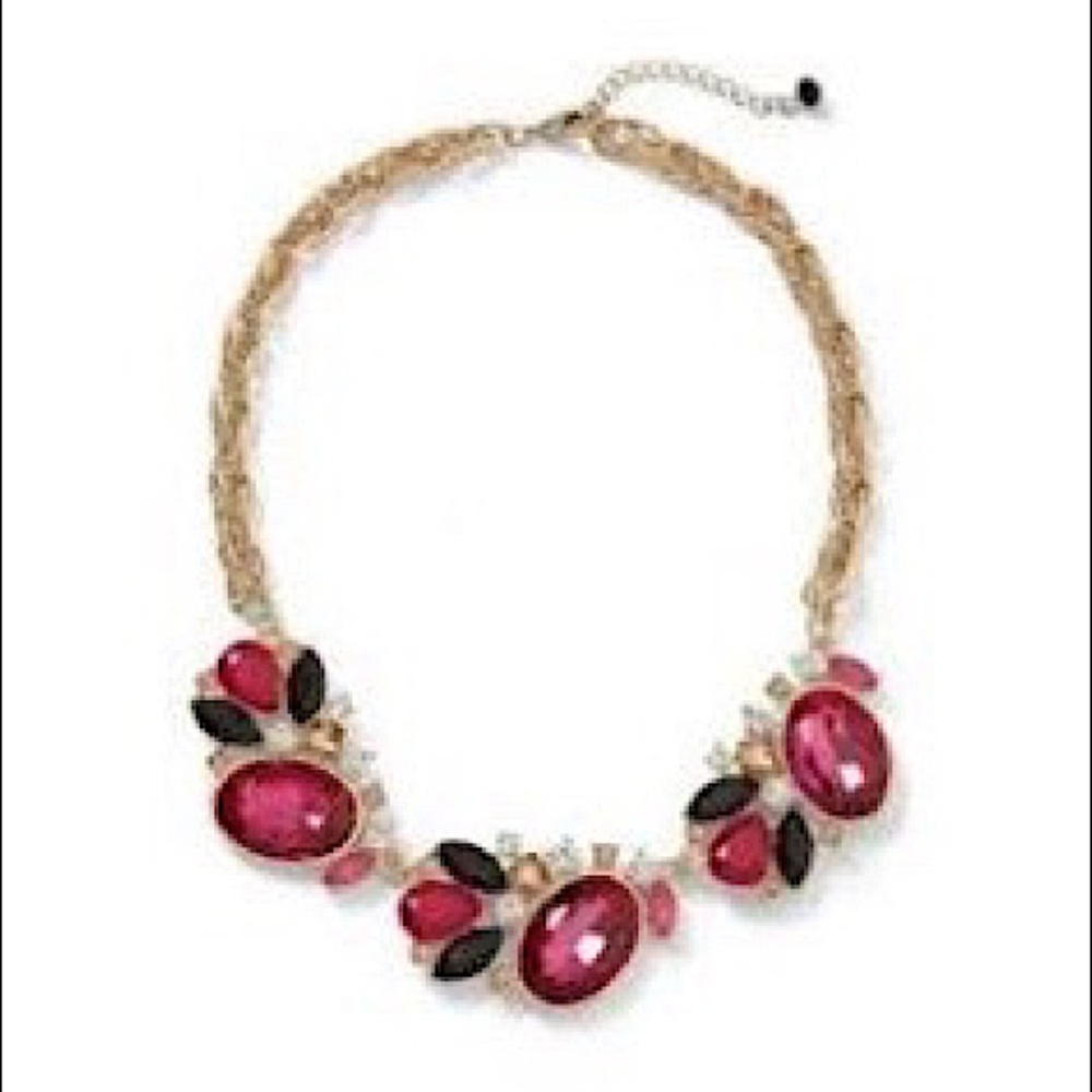 WHBM PINK & BLACK STONE STATEMENT NECKLACE